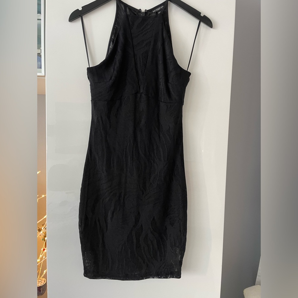 Guess Black Mesh Detail Dress